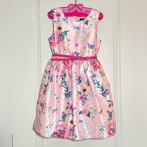 George Girl’s Pink & Blue Butterfly Floral Dress, 7 Fairycore Whimsical Kidcore
